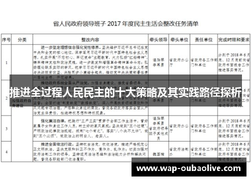 推进全过程人民民主的十大策略及其实践路径探析