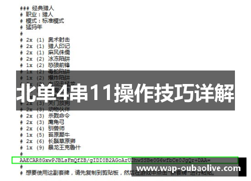 北单4串11操作技巧详解