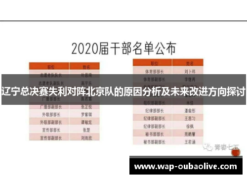 辽宁总决赛失利对阵北京队的原因分析及未来改进方向探讨